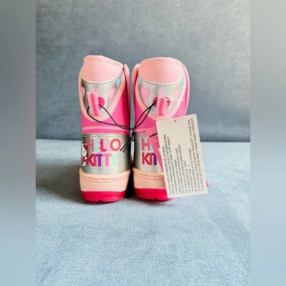 Hello Kitty Winter Snow Boots Toddler Girls SZ 8 Pink Velcro Closure Warm New